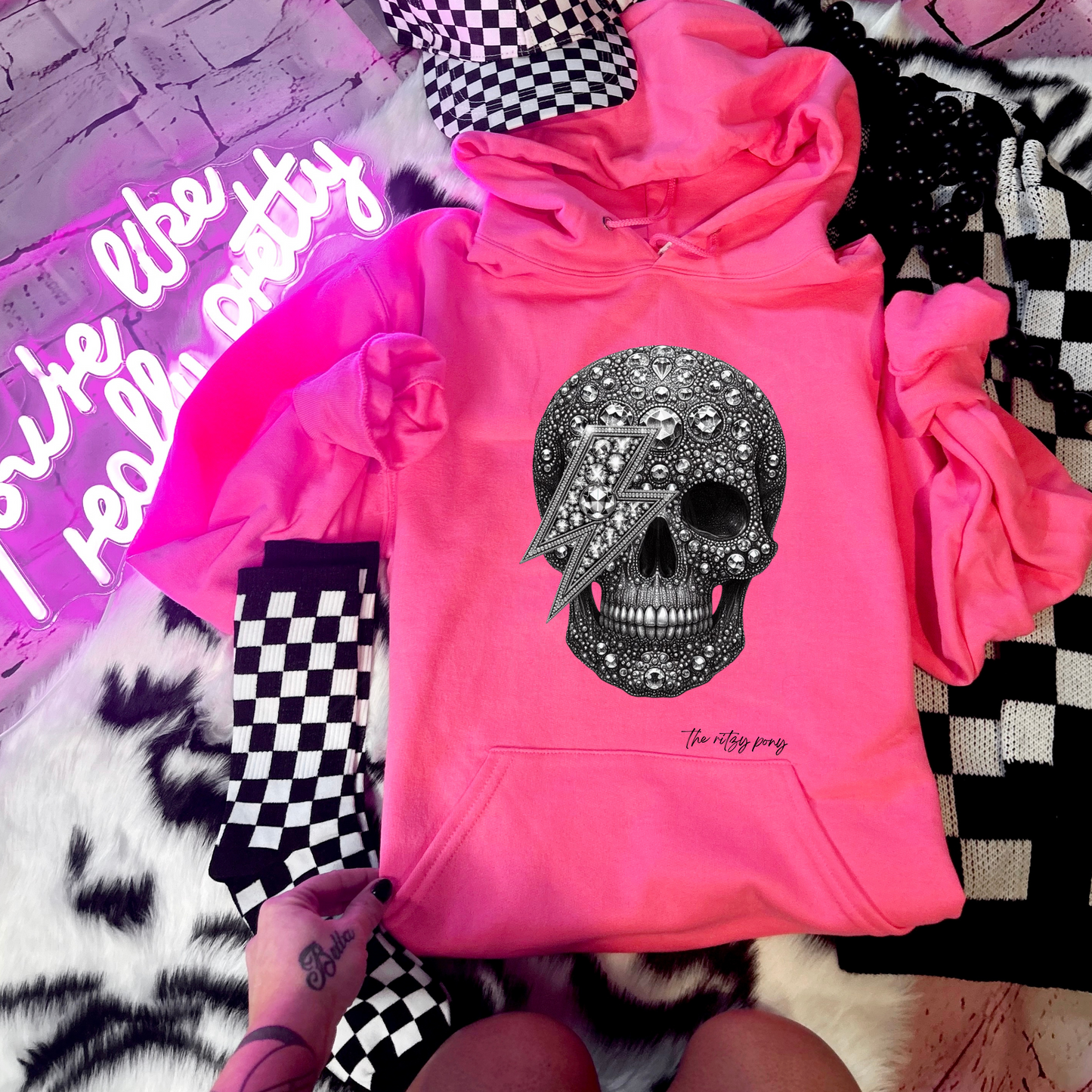 Ritzy Rhinestone Skellie Hoodie