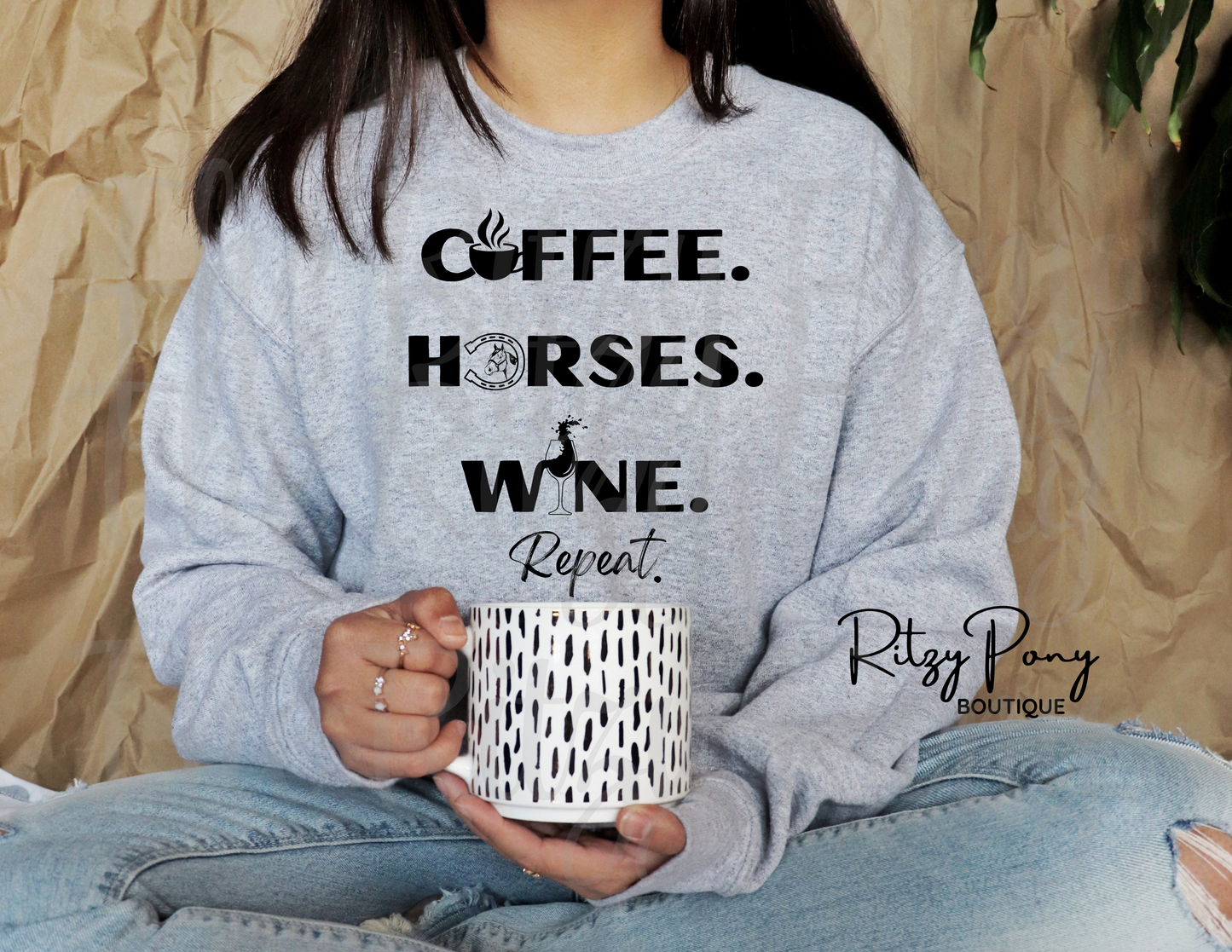 Coffee Horses Wine Sweatshirt