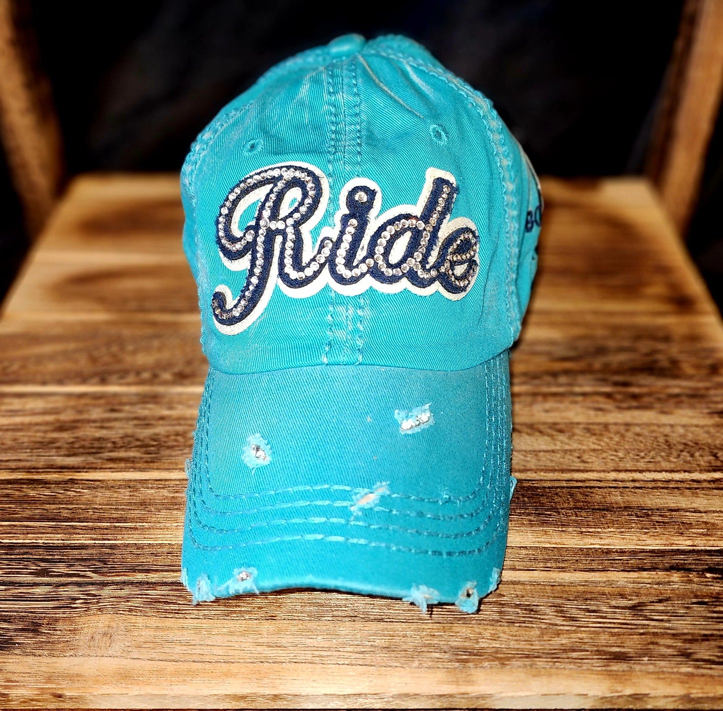 Teal Bling "RIDE" Hat