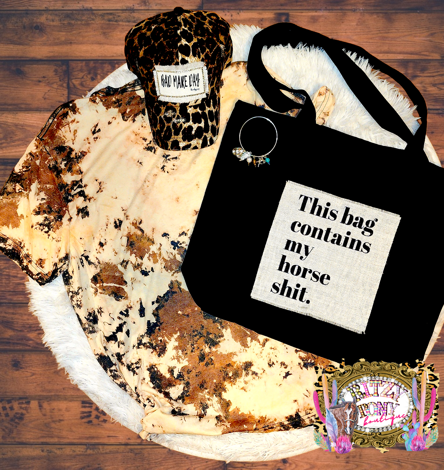 Horse Sh*t Large Zippered Tote