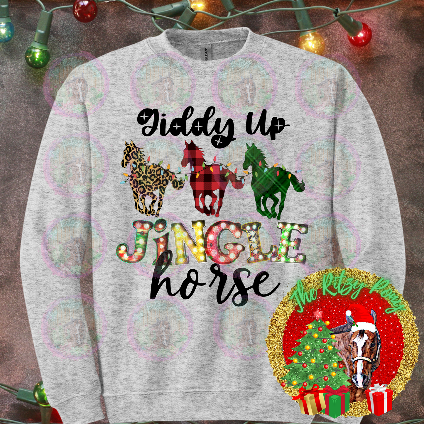 Giddy Up Jingle Horse Christmas Sweatshirt- Adult