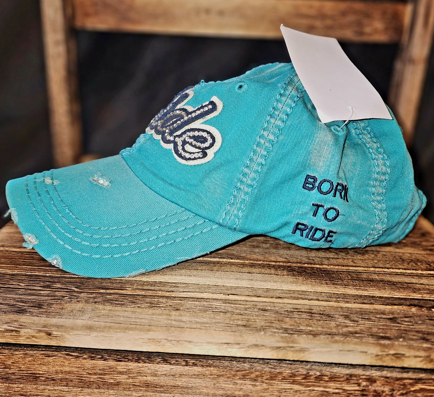 Teal Bling "RIDE" Hat