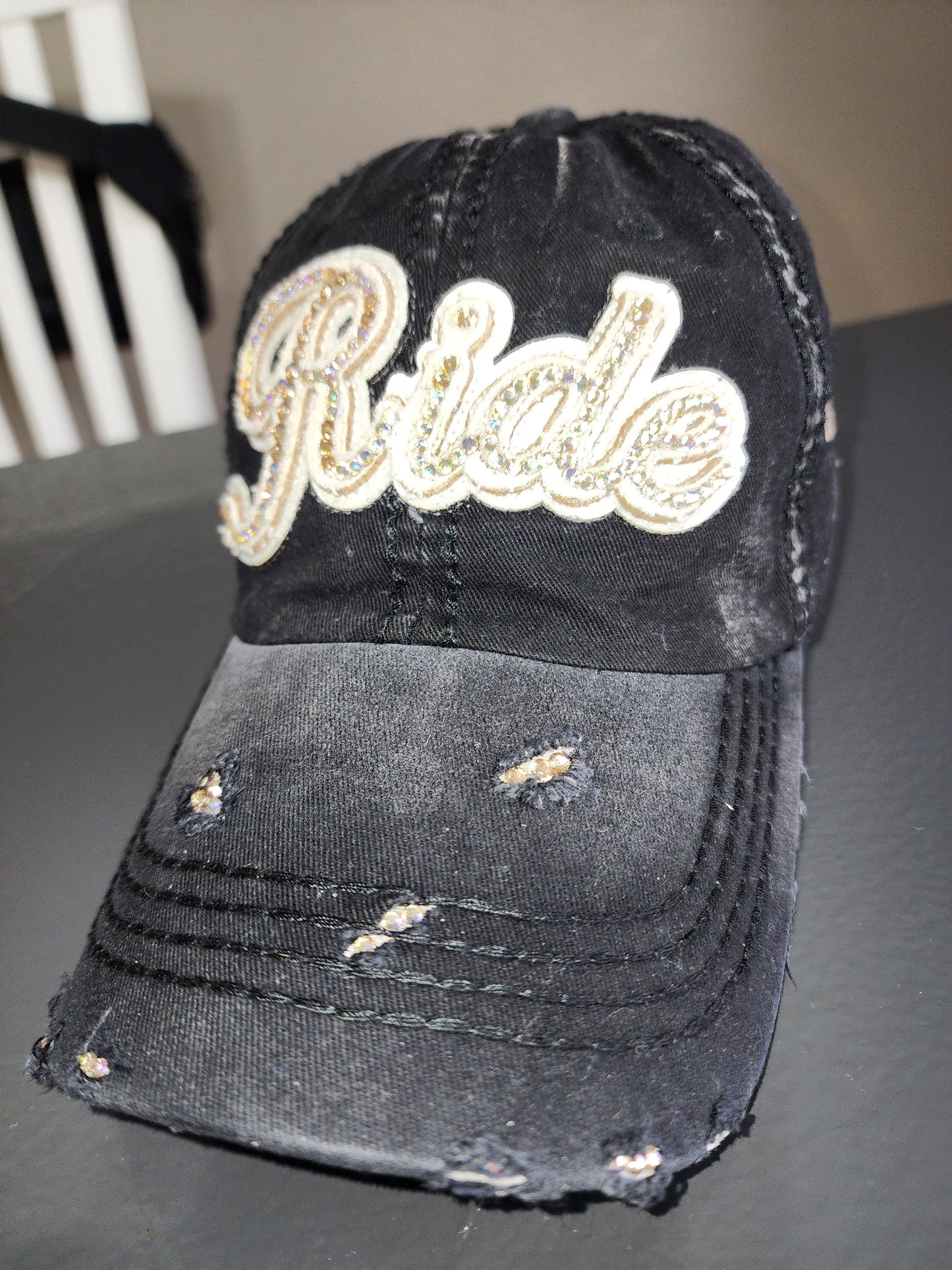 Custom Bling "RIDE" baseball cap