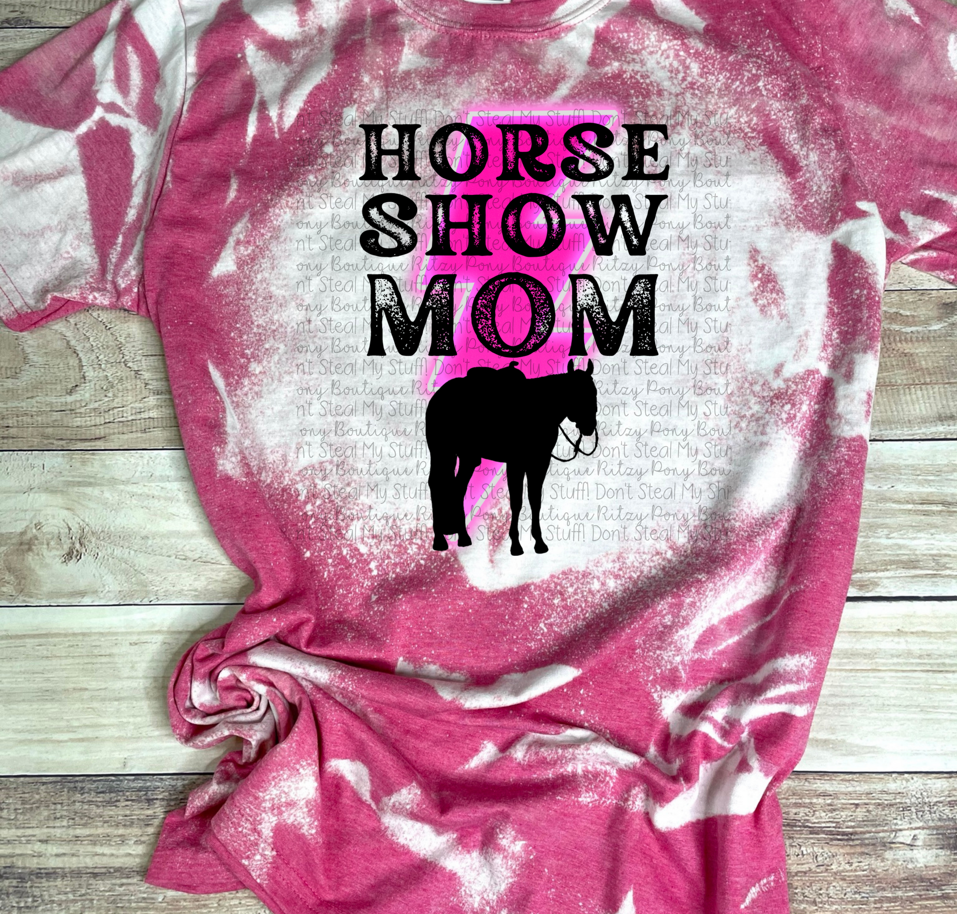 Horse Show Mom-Neon Bolt Tee - The Ritzy Pony Boutique